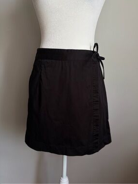 Vintage Talbots Black Wrap Front Skort Size 4 Side Tie Cotton Blend Y2K 90s